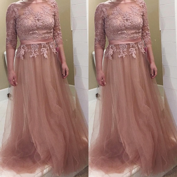 Nude Pink Tulle Romance Wedding Gown,2-16 - Picture 3 of 8